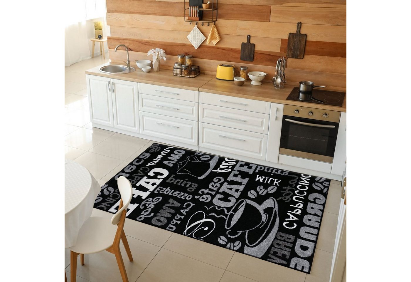 Küchenläufer Küchenteppich Teppichläufer Kaffeetasse Muster, Vimoda, Rechteckig, Höhe: 5 mm, Kaffe, Caffe, Küche von Vimoda