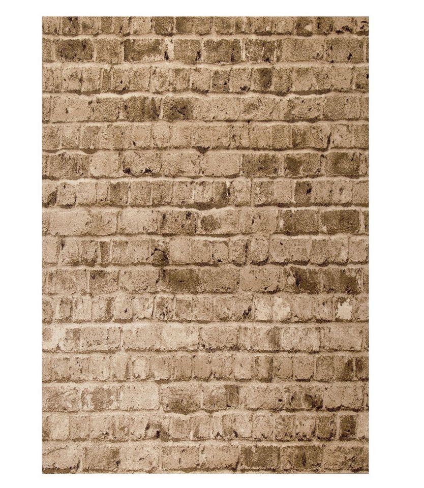 Vimoda Teppich Teppich Wohnzimmer Stein Optik in Braun Beige, Rechteckig, Höhe: 11 mm, Moderner Läufer Mauer Muster Strapazierfähig von Vimoda