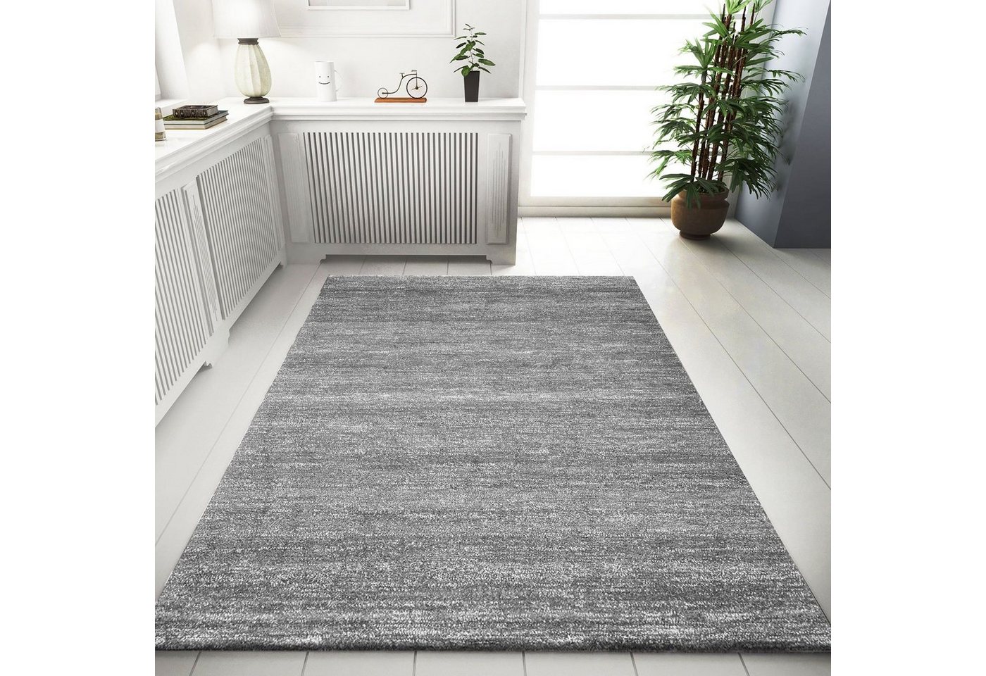 Teppich Teppich Modern Grau Meliert fürs Wohnzimmer, Schlafzimmer, Flur, Vimoda, Rechteckig von Vimoda
