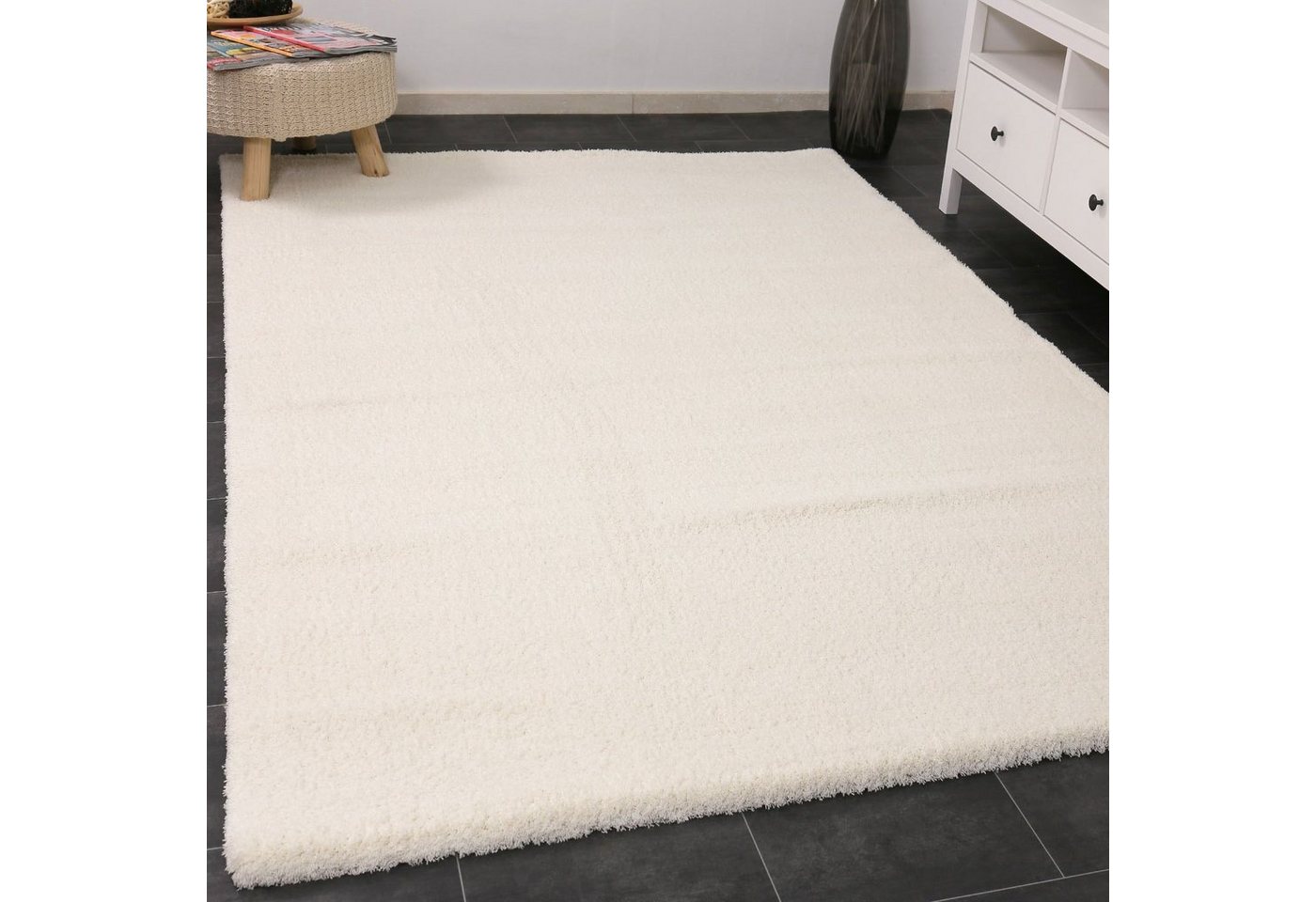 Teppich Nizza1000 Creme/weiß Shaggy Extra Flauschig Dicht Gewebt, Vimoda, Rechteckig von Vimoda