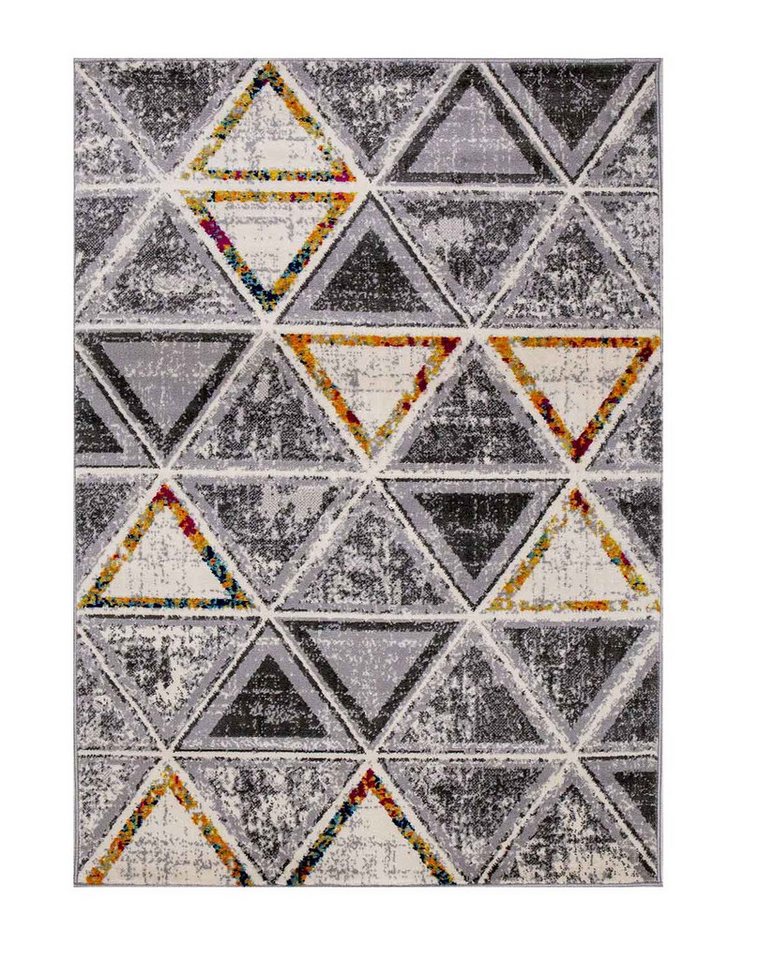 Vimoda Teppich Teppich Wohnzimmer Geometrisches Muster in Bunt, Rechteckig, Läufer Dreieck Muster von Vimoda