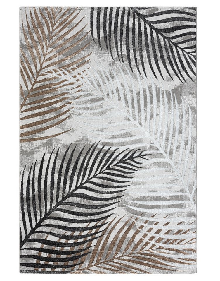 Vimoda Teppich Teppichwohnzimmer Kurzflor Palmen Muster, Rechteckig, Höhe: 10 mm, Balmen Optek, Lurex, modern, Schlafzimmer, glitzer Läufer von Vimoda