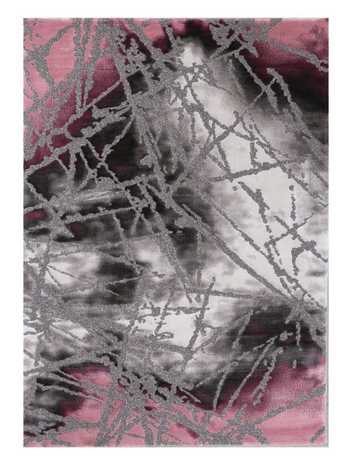 Vimoda Teppich Wohnzimmer Eckig, Rechteckig, Höhe: 15 mm, Optik,robust,Modern,Pink,Verschlissen, Dicht Läufer von Vimoda