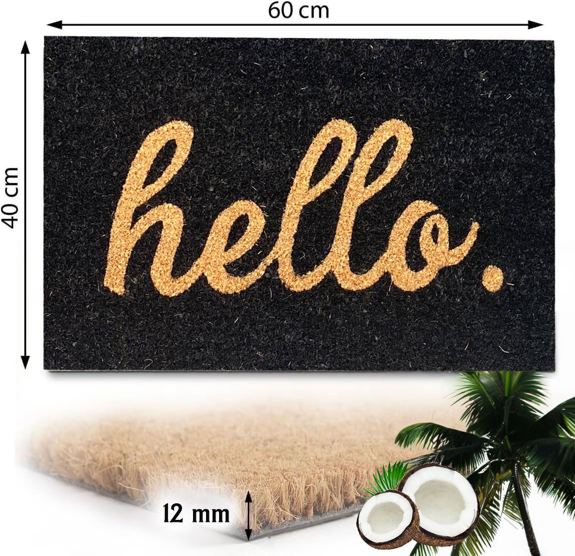 Vimoda Fußmatte Eingangstürmatte kokos Außen & Innen Schmutzfänger für Haustür, Rechteckiges, Höhe: 12 mm, Fußabtreter Antirutsch PVC, Terrasse Balkon Matte. Größe 40x60 Vimoda Fußmatte Eingangstürmatte kokos Außen & Innen Schmutzfänger für Haustür, Rechteckiges, Höhe: 12 mm, Fußabtreter Antirutsch PVC, Terrasse Balkon Matte. Größe 40x60 von Vimoda