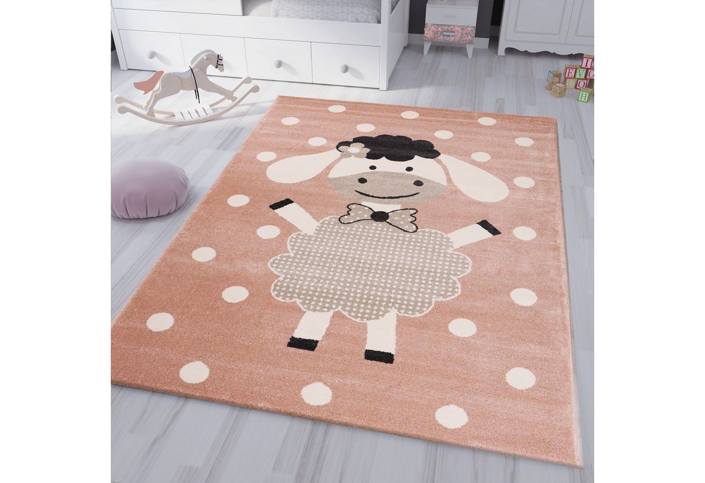 Vimoda Kinderteppich Tiere Design, mit freundlichen Effekt, Rechteckig, Teppich, Kinderzimmer, Babyzimmer, Schlafzimmer, Mädchen, Jung von Vimoda