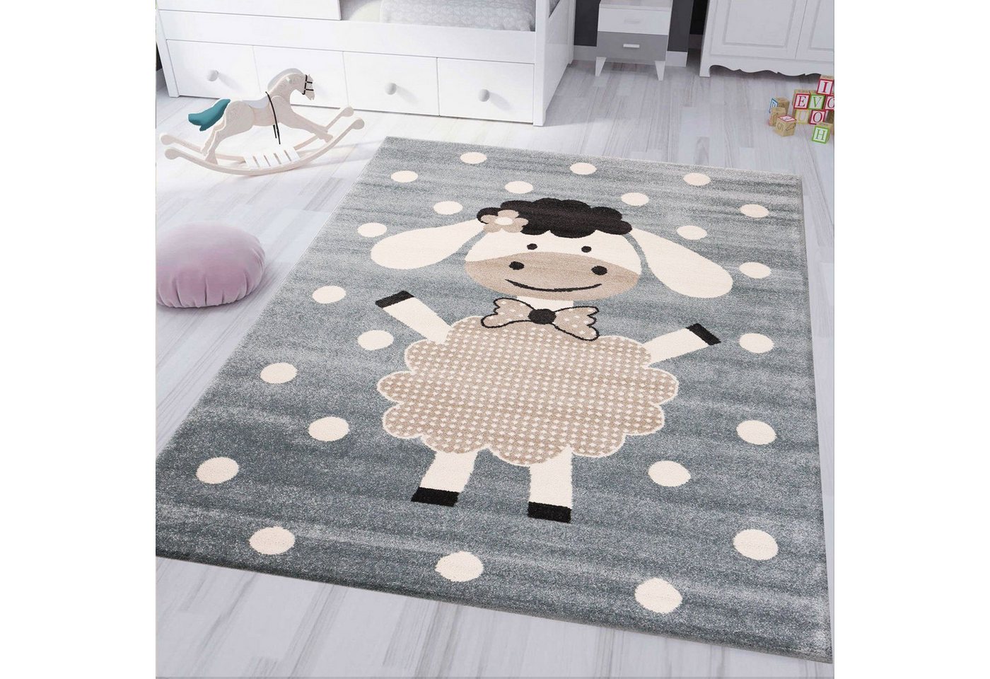 Vimoda Kinderteppich Tiere Design, mit freundlichen Effekt, Rechteckig, Teppich, Kinderzimmer, Babyzimmer, Schlafzimmer, Mädchen, Jung von Vimoda