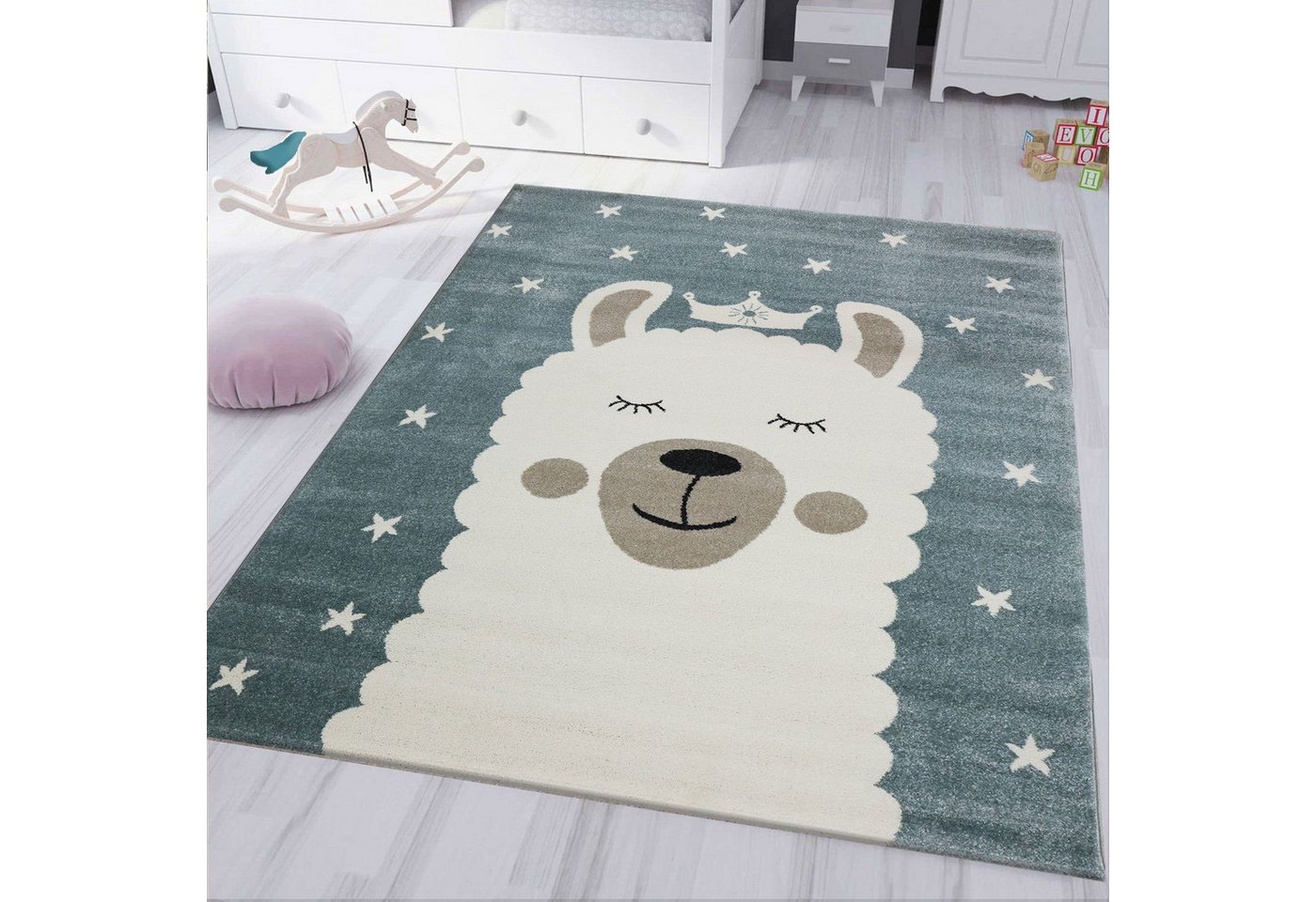 Vimoda Kinderteppich Tiere Design, mit freundlichen Effekt, Rechteckig, Teppich, Kinderzimmer, Babyzimmer, Schlafzimmer, Mädchen, Jung von Vimoda