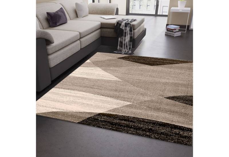 Vimoda Läufer Wohnzimmer Teppich Kurzflor, geometrisches Look, Rechteckig, Höhe: 5 mm, Läufer Moderner Meliert Muster für Küche und Schlafzimmer von Vimoda