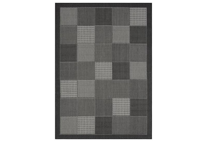 Vimoda Outdoorteppich In- und Outdoor Balkonteppich, Rechteckig, Läufer Flachgewebe für Terrasse Balkon in Grau Anthrazit von Vimoda