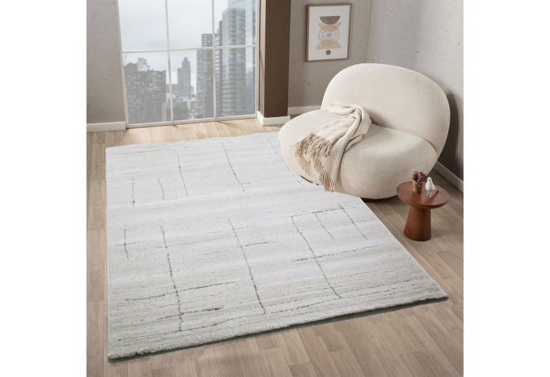 Vimoda Teppich Boho und skandinavischen Stil, Creme & Grau, Rechteckig, Höhe: 10 mm, Läufer kurzflor Eckig, Wohnzimmer, Schlafzimmer, Flur von Vimoda