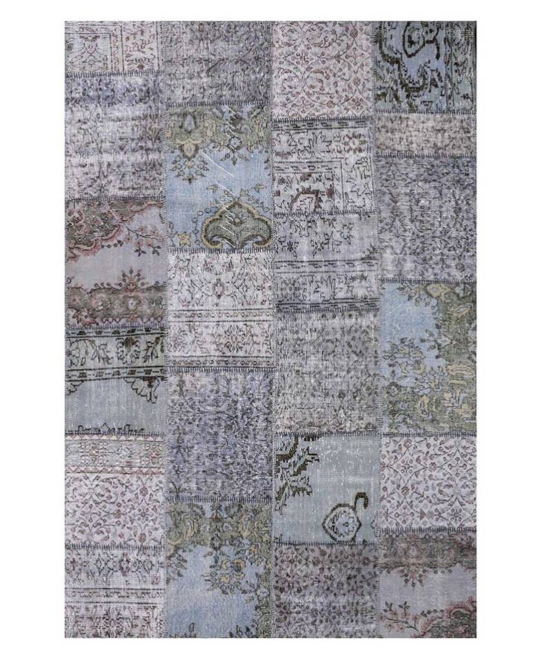 Vimoda Wollteppich Hochwertiger Patchwork Teppich, Rechteckig, Höhe: 5 mm, Läufer Handgeknüpfter blau Einzelstück vintage, Oientteppich 200x290cm Vimoda Wollteppich Hochwertiger Patchwork Teppich, Rechteckig, Höhe: 5 mm, Läufer Handgeknüpfter blau Einzelstück vintage, Oientteppich 200x290cm von Vimoda