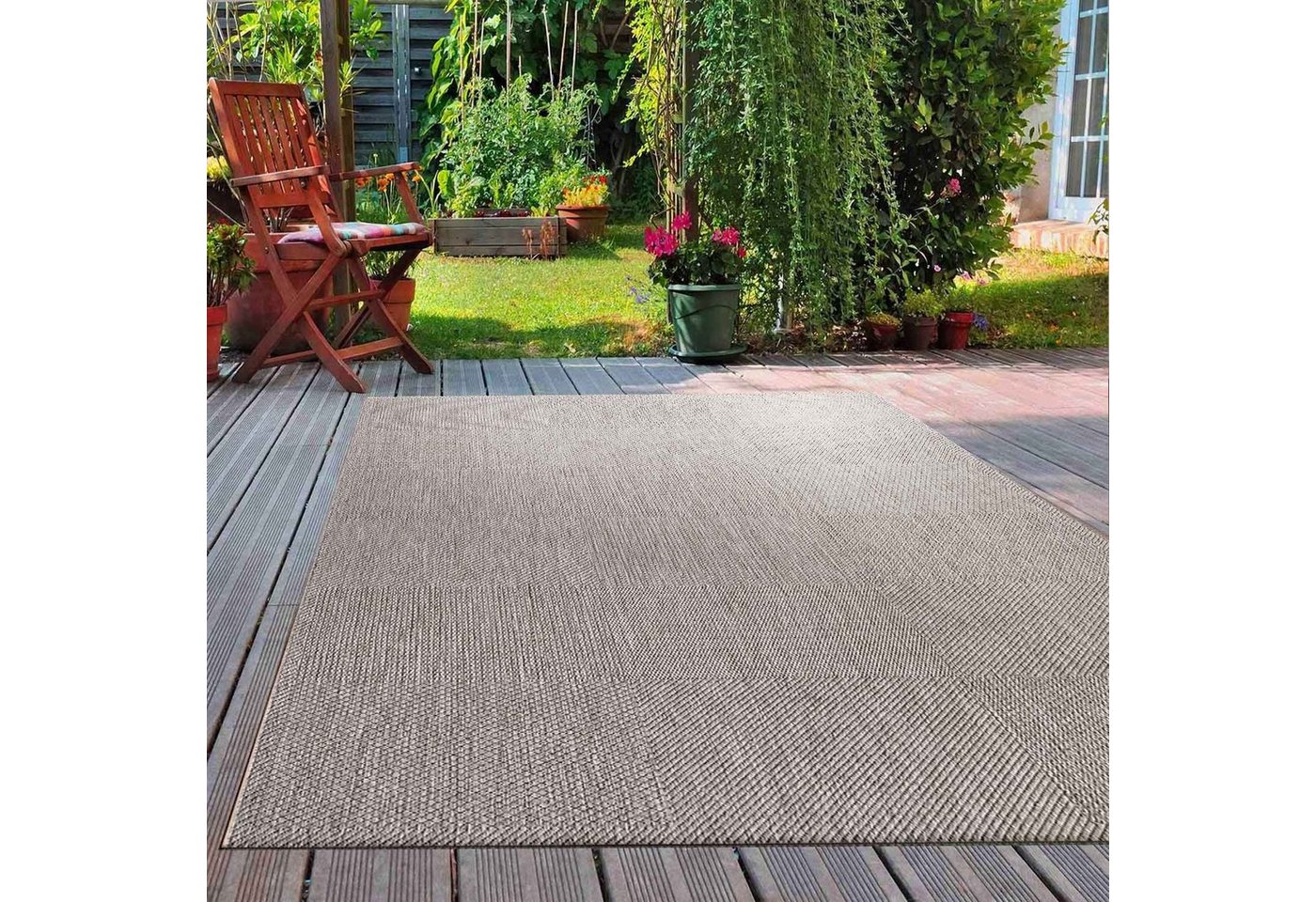 Outdoorteppich Robuster In- und Outdoor Flachgewebe Terrassen Teppich Natur Look, Vimoda, Rechteckig von Vimoda