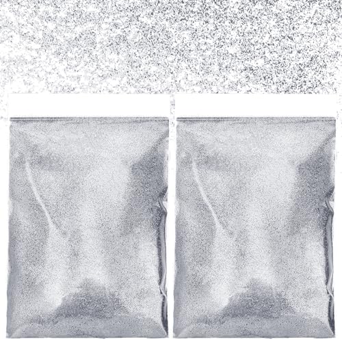 100 g ultrafeines Glitzerpulver, Festival-Glitzer-Pailletten Glitzerpulver zum Basteln Silber Glitzerpulver für kosmetische Dekorationen für Nägel Kunst Gesicht Kartenherstellung Basteln (Silber) von Vin Beauty