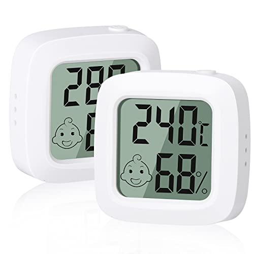 Vinabo 2 Stück Raumthermometer,Thermometer,Thermo-Hygrometer mit Hhen Genauigkeit,Digital Hygrometer Innen,Mini Digital Temperaturmesser Feuchtigkeitsmesser,für Babyraum,Wohnzimmer, Büro von Vinabo