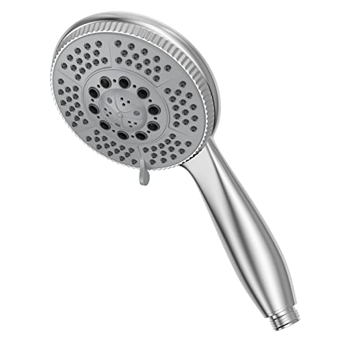 Vinabo Duschkopf Hochdruck-Handbrause 5 Strahlarten Handhled Duschkopf Wassersparend mit Druckerhöhung und Ergonomischem Handgriff Verchromter Brausekopf Soffione Doccia Silber von Vinabo