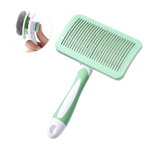 Vinabo Haustier Hundebürste Katzenbürste, Bürsten, Selbstreinigend Zupfbürste Entfernt Unterwolle Kurz bis Langhaar Geeignet Sanfte, hellgrün von Vinabo