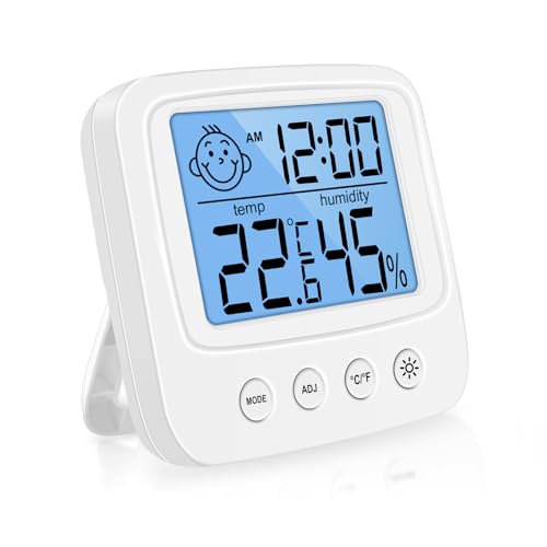 Vinabo Hochpräzises Digitales Innen-Hygrometer-Thermometer, Digitales Innen-Hygrometer, Digitales Desktop-Thermometer Mit Temperatur- und Luftfeuchtigkeitsüberwachung -Hintergrundbeleuchtung von Vinabo