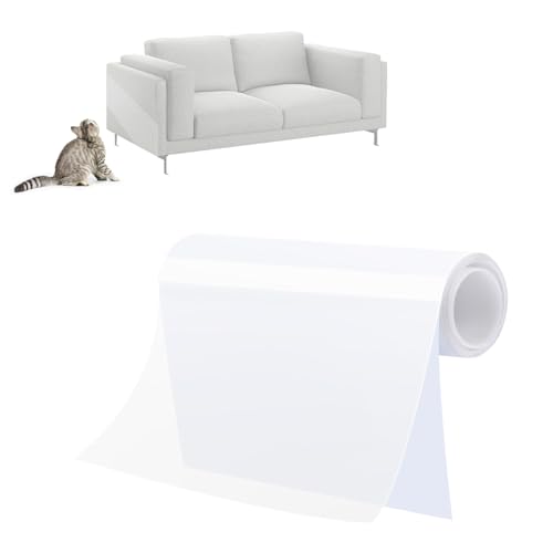 Vinabo Kratzschutz Sofa Katze 21 cm x 5 m, Anti Kratz Folie für Katzen Transparent, PVC Kratzfolie Katzen Selbstklebend, Möbel, Tür, Wand, Sofa, Teppich von Vinabo