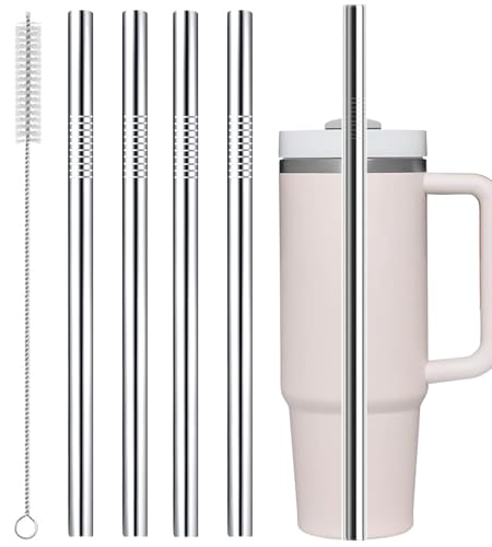 31cm Stainless Steel Straws Replacement for Stanley Adventure Quencher 40 oz 30 oz Cup Tumbler, 4 Pack Metal Straws Reusable with Cleaning Brush for Stanley 40 oz & Simple Modern Tumbler with Handle von Vinaco