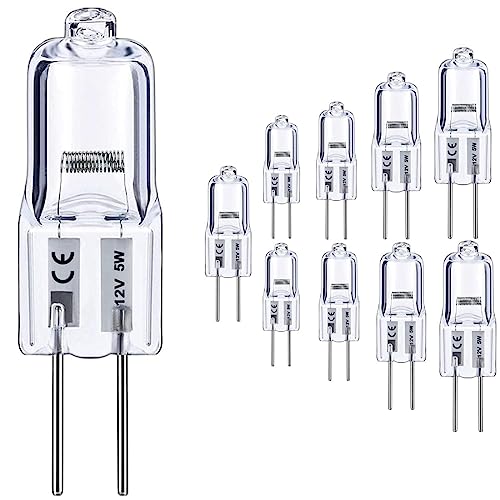 Vinaco G4 12V 5W Halogen Leuchtmittel,10er-Pack Lange Lebensdauer Halogen G4 5W, Glühbirne Dimmbar Warmweiß 2800k, Leuchtmittel 5 Watt für Unterschrank Puck Licht, Kronleuchter… von Vinaco