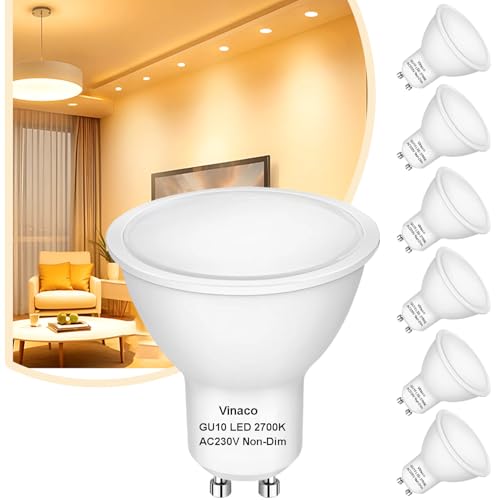 Vinaco GU10 LED Bulb 2700K Warm White Flicker-free, GU10 Bulb LED 7W 500LM High Brightness (Equivalent GU 10 Halogen 50W) with GU 10 Base, MR16 Bulbs for Recessed Track Lighting von Vinaco