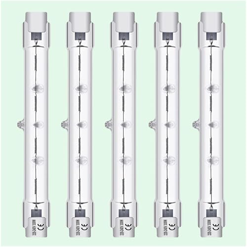 Vinaco R7S 118mm 300w, 5er-Pack j118 r7s dimmbar mit 2800k Warmweiß, Hohe Leistung 5500LM halogenlampe 230v 300w r7s, Langlebig leuchtmittel r7s halogen für Sicherheitsleuchten, Landschaftsleuchten von Vinaco