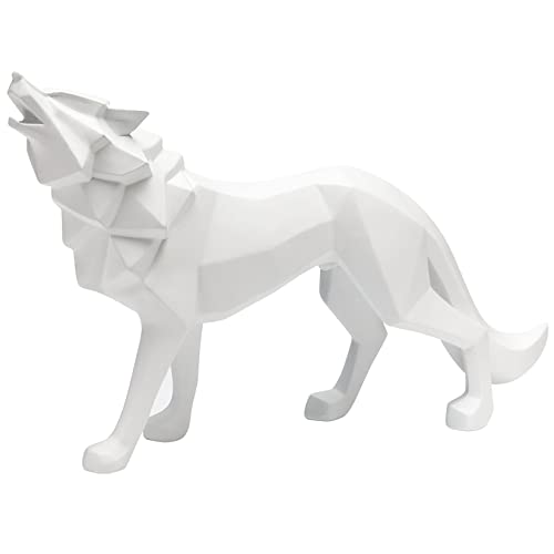 Vinbcorw Moderne Deko Harz Sculpture Wolfsstatue FüR Moderne Kunst, Kunsthandwerk,Ornament FüR Wohnzimmer, Schlafzimmer, Esstisch, BüRo Gold, Schwarz, Weiß, Silber 32x8x21cm von Vinbcorw