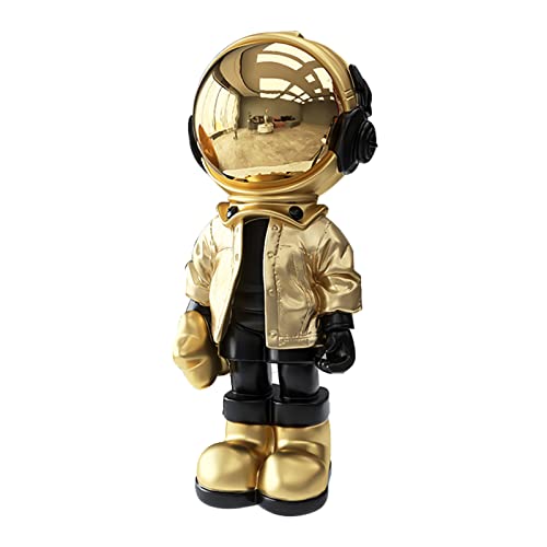 Vinbcorw Astronaut Figurine Statue,Astronaut Planet Statuen Figur Ornament, Desktop Decor Home Decor Restaurant Schreibtisch Büro Wohnzimmer Tischdeko Silvester Deko,Gold von Vinbcorw