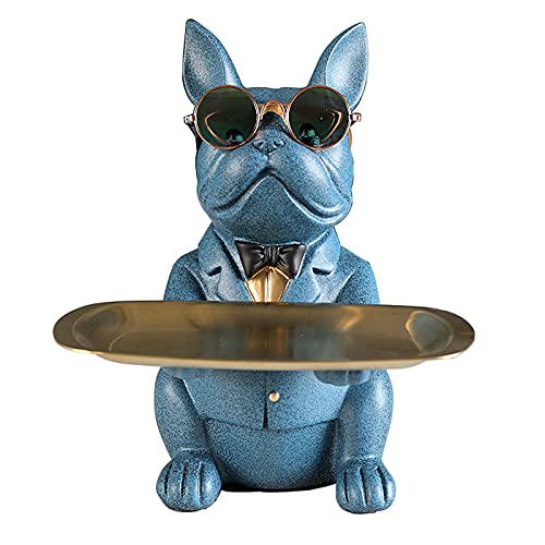 Vinbcorw Coole Bulldog Figur Skulptur Statue Harz Französisch Sparschwein Spardosen Aufbewahrungsbox Mit Herausnehmbarem Ablagefach Mode, Heimtextilien, Multifunktion, Schreibtisch LagerungBlau,B von Vinbcorw