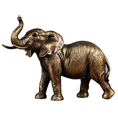 Vinbcorw Elefant - Golden - Harz | Tier-Figur, Skulptur, Statue, Deko-Figur, Deko-Artikel für Home Desktop Dekoration Wohnzimmer Geschenk,1 von Vinbcorw
