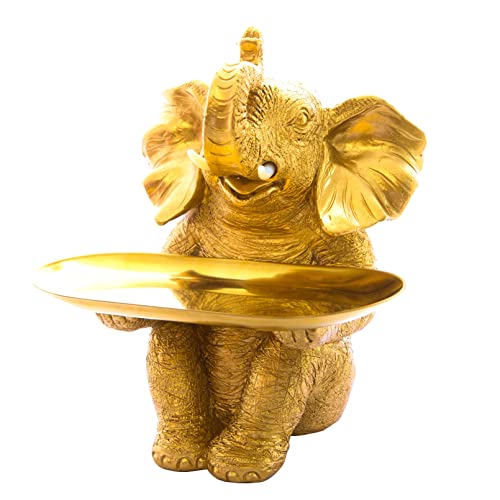 Vinbcorw Elefanten Deko Schlüssel Schale Statue mit Edelstahl Tablett kulptur Figur Deko Mode, Heimtextilien, Multifunktion, Schreibtisch Lagerung Elephant Good as a Gift,Gold von Vinbcorw