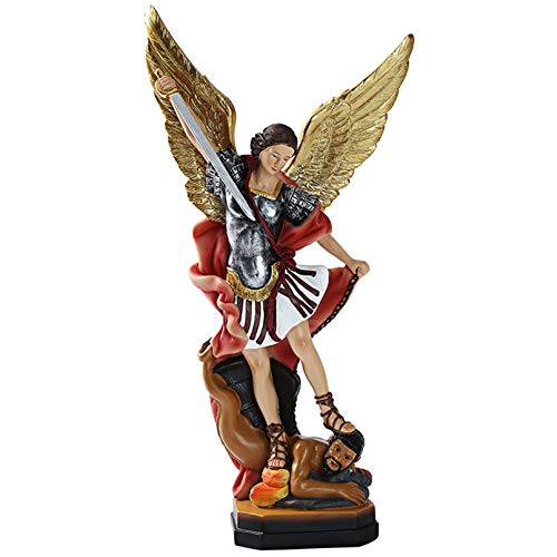 Vinbcorw Erzengel St. Michael Slaying Demon Statue,Figur Erzengel Michael bekämpft das Böse, Wohnzimmer Und Gartenharz SammlerstüCke Dekoration Ornamente,ReligiöSes Geschenk,A2 von Vinbcorw