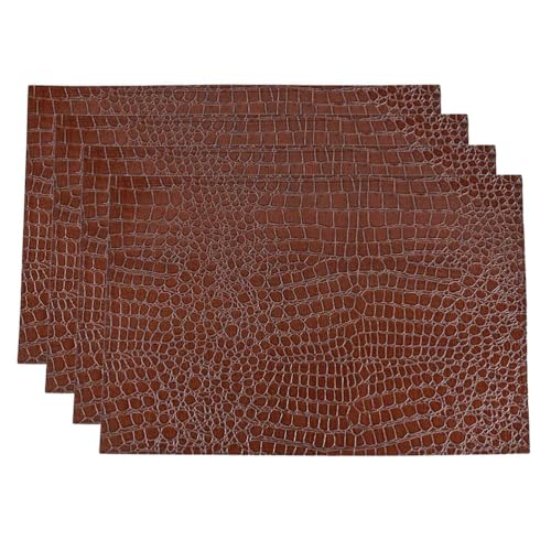 Vinbcorw Kunstleder Tischsets in Kroko Optik Leder Platzsets Waschbare Premium Tischsetsabwischbar Pflegeleicht Leder Krokoprint,Braun,Set of 4 von Vinbcorw