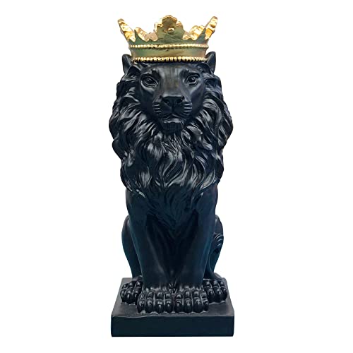 Vinbcorw Modern Wohndekoration Crown Lion Skulptur,LöWe Statue,Kunstharz Skulpturen,Handarbeit,Wohnzimmer Desktop Display Statue,Rot, Weiß, Schwarz, Gold, Silber 9.4x6.5x18cm,A3 von Vinbcorw