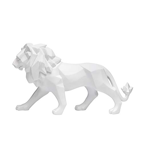 Vinbcorw Statue Löwe Origami Statue Harz Dekoration Statue Interieur Löwe Deko Schwarz/Weib Tiere In Harz Löwe Statuette Dekoration Design,Weiß von Vinbcorw