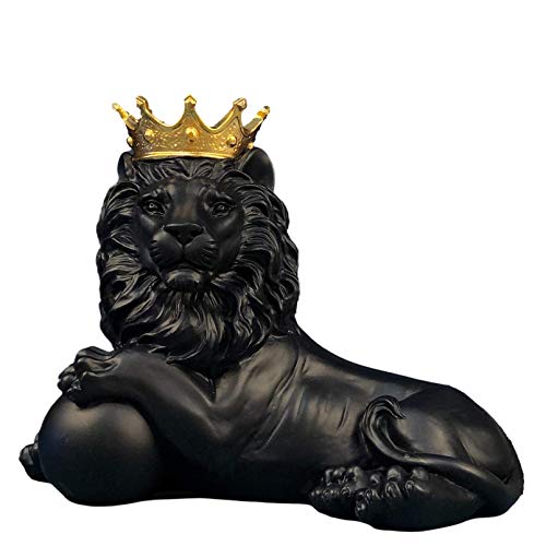 Vinbcorw Statues Sculptures Crown Golden Lion Statue Animal Figure Resin Modern Decoration Sculpture Craftsmanship Für Office Wohnzimmer Bar Café Wohnkultur,Schwarz von Vinbcorw