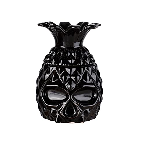 Vinbcorw Tiki Mugs - Tiki Becher - Keramik - Tiki Bar Zubehör - Cocktailbecher - Cocktailgläser - Tiki Bar Zubehör - Partydekoration - Tiki Cocktail Party - Mug Design Tiki,Schwarz von Vinbcorw