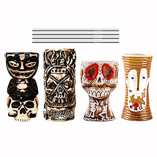 Vinbcorw Tiki gläser–Tiki Becher – cocktailgläser–Cocktail Set–Keramik Cocktailgläser–Hawaii deko –Tiki Bar–Partydekoration–Tiki Cocktail Party–Tiki Themed Parties–Halloween Parties.,A6 von Vinbcorw