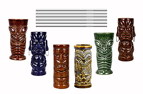 Vinbcorw Tiki gläser–Tiki Becher – cocktailgläser–Cocktail Set–Keramik Cocktailgläser–Hawaii deko –Tiki Bar–Partydekoration–Tiki Cocktail Party–Tiki Themed Parties–Halloween Parties.,A8 von Vinbcorw