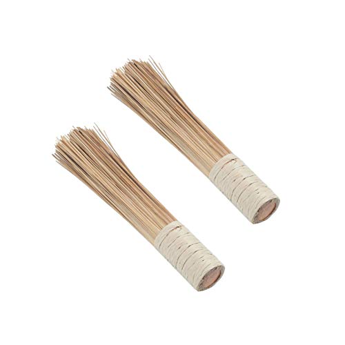 Wok Bürste Bambus Reinigungsbesen Bamboo Wok Clean Brush Mit Griff Handarbeit - Naturprodukt/Wok-Besen/Wokbesen/Wokbürste(2Pcs),Beige von Vinbcorw