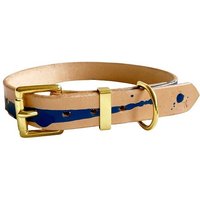 Hundehalsband Aus Leder | Veg Braunes Mit Blauem Splatter Dye Design Handgefertigt in Manchester Massive Messing Hardware Kostenloser Versand Uk von VincenzosCollars