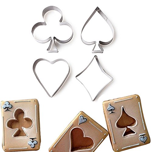 4 Ausstecher Backform Ausstechform Poker Karten Spiel Keks Kekse Kuchen Cake Design von Vinciann
