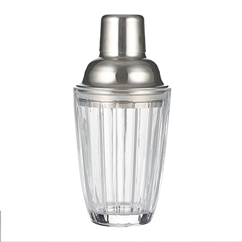 Viners Barware Cocktail-Shaker aus Glas | Eleganter, transparenter Einzelgetränke-Mixer mit Geschenkbox | geprägte Glaswaren & Edelstahl, 280 ml von Viners