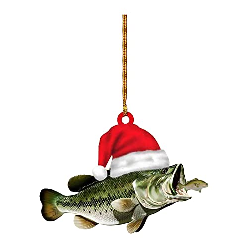 Weihnachtskugel Hängende Pflanze Topf Bass Fish Forellenflache 2D Weihnachtsschmuck Baumschmuck Rückspiegel Zubehör Mini Weihnachtsschmuck (G, One Size) Mini Weihnachtskugeln von Vinesand
