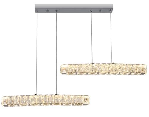 Vinilky Kristall-Pendelleuchte, Moderne LED-Kronleuchter bündig Halterung Beleuchtung, Kristall-Deckenleuchte Hängelampe für Küche Insel, Esszimmer, Wohnzimmer, Schlafzimmer von Vinilky