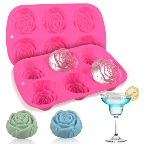 Vinino Rose Ice Cube Mold, Food Grade Silicone Rose Mold, BPA Free Flower Ice Cube Mold, Easy Release Rose Ice Cube Tray, Rose Shaped Ice Cube Molds for Soap Cake Chocolate Jelly Candy Dishwasher Safe von Vinino
