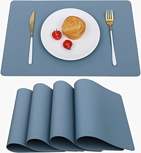 Vinjiasin Tischsets 4er-Set, blaue Tischsets für Esstisch, wasserdicht, abwischbar, Leder-Tischsets, rutschfest, hitzebeständig, für den Innenbereich, leicht zu reinigende Weihnachtsdekorationen von Vinjiasin