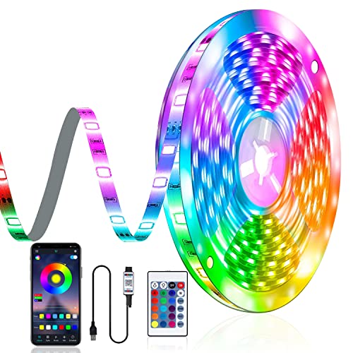 RGB led strip USB 5M led streifen/lichter/lichtband/beleuchtung/deko Bluetooth Music Sync Steuerbar via App mit 25 Tasten Fernbedienung von Vinmooog
