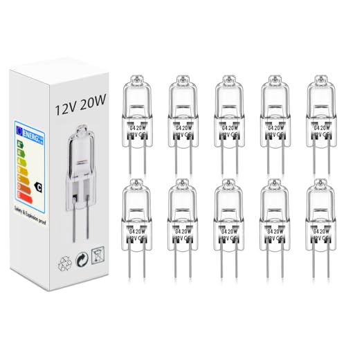 Vinmooog halogenlampen （10 Stück） halogen leuchtmittel g4 12V 20W 2800K G4 Glühbirne Warmweiß Dimmbare Halogenbirne Als Ersatz für Kristallkronleuchter, Schilderleuchten, Küchenbeleuchtung usw. von Vinmooog