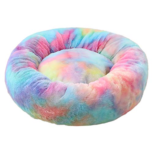 Vinnykud Gradient Haustierbett Rundes Plüsch Bett für Haustiere in Doughnut-Form Hundebett Katzenbett Flauschig Weich Hundekissen Hundesofa Wasserfeste Unterseite Katzensofa von Vinnykud